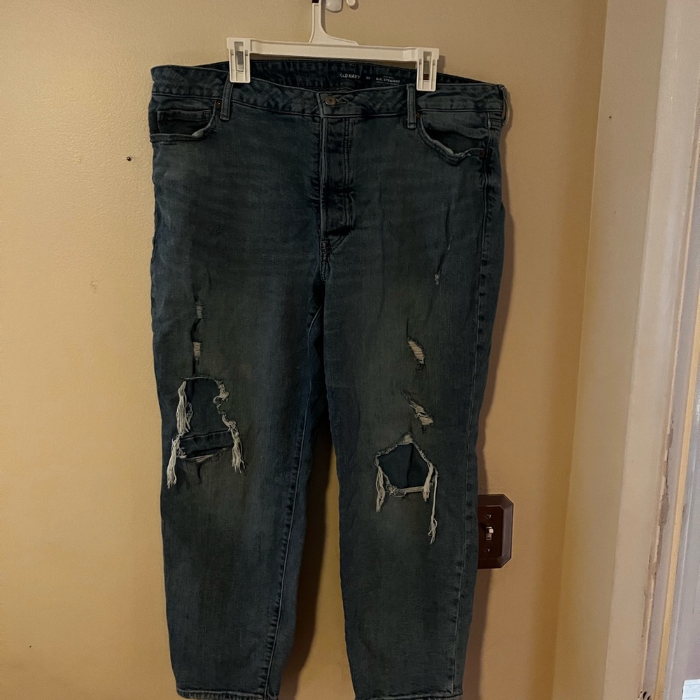 Old Navy Men's Relaxed Fit Distressed Jeans - Dark Blue